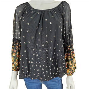 Ember Floral Ruffled Tie Sleeve Blouson Size M